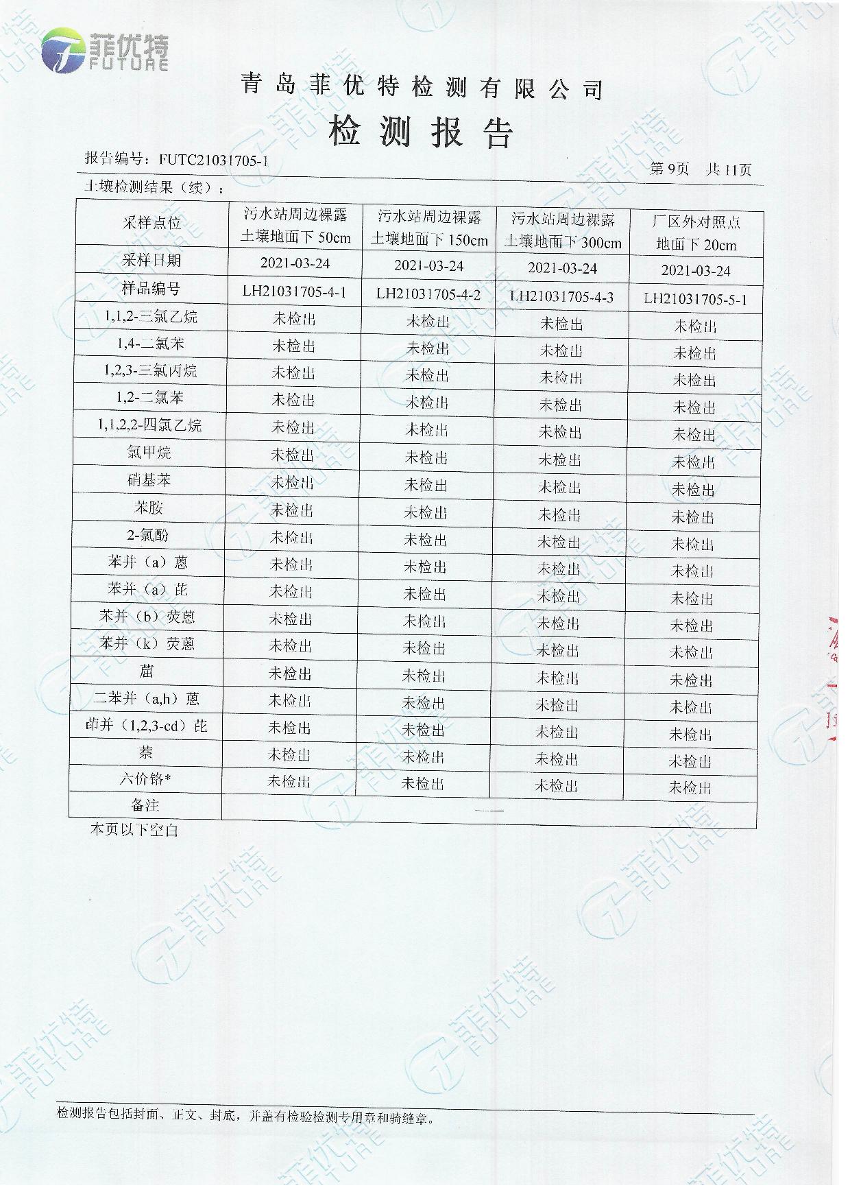 青岛罗美evo视讯新材料制造有限公司土壤及地下水检测公示（2021年）(图10)