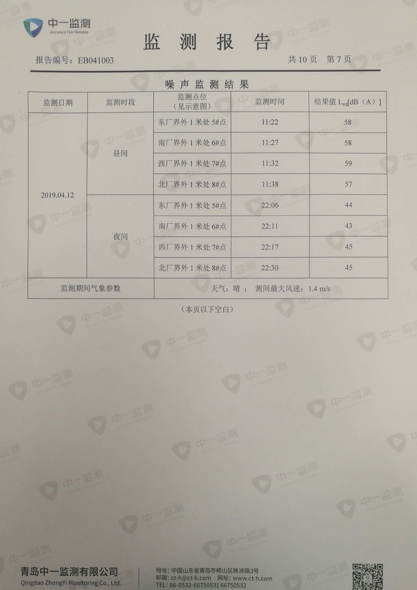 青岛罗美evo视讯新材料制造有限公司监测报告（2019年度）(图8)